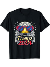 Bald Eagle Sunglasses Vintage Donald Trump 2024 T-Shirt 180G 100% Cotton Printed Round Neck Short-Sleeve T-Shirt, Gifts for Men Dad Husband Grandpa, S-XXXL, Black
