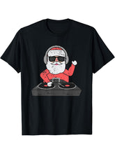 DJ Santa Shirt DJ Deep House Music Professional DJ Shirt 180G 100% Cotton Printed Round Neck Short-Sleeve T-Shirt, Gifts for Men Dad Husband Grandpa, S-XXXL, Black