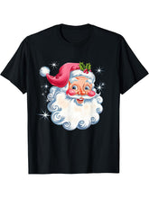 Santa Men Women T-Shirt 180G 100% Cotton Printed Round Neck Short-Sleeve T-Shirt, Gifts for Men Dad Husband Grandpa, S-XXXL, Black