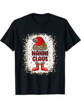 Funny Nanni Claus Santa Leopard Family Matching Christmas T-Shirt 180G 100% Cotton Printed Round Neck Short-Sleeve T-Shirt, Gifts for Men Dad Husband Grandpa, S-XXXL, Black