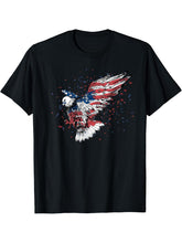 American Patriotic Eagle Bald USA Flag Design Men Women Boy Girl T-Shirt 180G 100% Cotton Printed Round Neck Short-Sleeve T-Shirt, Gifts for Men Dad Husband Grandpa, S-XXXL, Black
