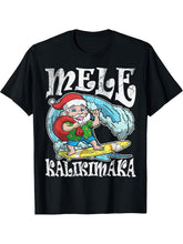 Christmas Surf T-Shirt 180G 100% Cotton Printed Round Neck Short-Sleeve T-Shirt, Gifts for Men Dad Husband Grandpa, S-XXXL, Black