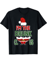Drunk Santa Claus Christmas Family Matching Group Funny Gift T-Shirt 180G 100% Cotton Printed Round Neck Short-Sleeve T-Shirt, Gifts for Men Dad Husband Grandpa, S-XXXL, Black