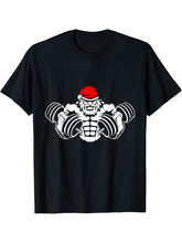 Funny Christmas Santa T-Shirt - Workout Gym Rat Xmas Humor 180G 100% Cotton Printed Round Neck Short-Sleeve T-Shirt, Gifts for Men Dad Husband Grandpa, S-XXXL, Black