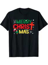 Merry Christmas Christian Jesus Christ PJs Xmas Pajamas T-Shirt 180G 100% Cotton Printed Round Neck Short-Sleeve T-Shirt, Gifts for Men Dad Husband Grandpa, S-XXXL, Black
