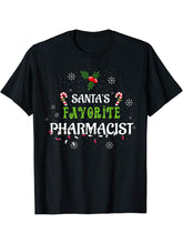 Santa's Favorite Pharmacist Christmas Pajama Gift Xmas T-Shirt 180G 100% Cotton Printed Round Neck Short-Sleeve T-Shirt, Gifts for Men Dad Husband Grandpa, S-XXXL, Black