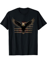 Bald Eagle US American Flag 4th of July Proud Patriotic T-Shirt 180G 100% Cotton Printed Round Neck Short-Sleeve T-Shirt, Gifts for Men Dad Husband Grandpa, S-XXXL, Black