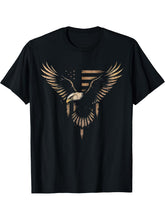 Bald Eagle US American Flag 4th Of July Proud Patriotic T-Shirt 180G 100% Cotton Printed Round Neck Short-Sleeve T-Shirt, Gifts for Men Dad Husband Grandpa, S-XXXL, Black