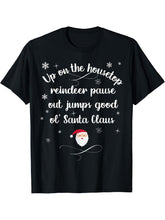 Up On The Housetop Christmas Carol Music Song Santa Xmas T-Shirt 180G 100% Cotton Printed Round Neck Short-Sleeve T-Shirt, Gifts for Men Dad Husband Grandpa, S-XXXL, Black