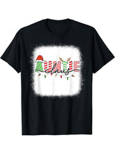 Auntie Claus Xmas Christmas Lights Pajama Family Matching T-Shirt 180G 100% Cotton Printed Round Neck Short-Sleeve T-Shirt, Gifts for Men Dad Husband Grandpa, S-XXXL, Black