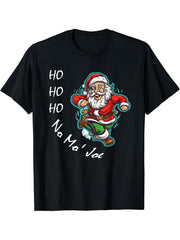 Ho Ho Ho No Mo' Joe Funny Santa Christmas T-Shirt 180G 100% Cotton Printed Round Neck Short-Sleeve T-Shirt, Gifts for Men Dad Husband Grandpa, S-XXXL, Black