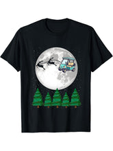Golf Cart Santa Christmas Sleigh - Funny Golf Cart Xmas T-Shirt 180G 100% Cotton Printed Round Neck Short-Sleeve T-Shirt, Gifts for Men Dad Husband Grandpa, S-XXXL, Black