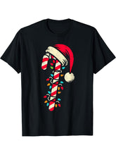 Candy Cane Santa Xmas Boy Girl Toddler Youth Women Men T-Shirt 180G 100% Cotton Printed Round Neck Short-Sleeve T-Shirt, Gifts for Men Dad Husband Grandpa, S-XXXL, Black