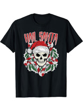 Hail Santa Ugly Christmas Skull Pentagram T-Shirt 180G 100% Cotton Printed Round Neck Short-Sleeve T-Shirt, Gifts for Men Dad Husband Grandpa, S-XXXL, Black
