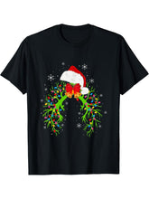 Funny Christmas Nurse Respiratory Therapist Lung Santa Hat T-Shirt 180G 100% Cotton Printed Round Neck Short-Sleeve T-Shirt, Gifts for Men Dad Husband Grandpa, S-XXXL, Black