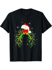Funny Christmas Nurse Respiratory Therapist Lung Santa Hat T-Shirt 180G 100% Cotton Printed Round Neck Short-Sleeve T-Shirt, Gifts for Men Dad Husband Grandpa, S-XXXL, Black