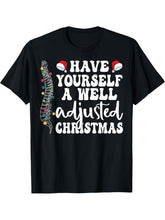 Well Adjusted Christmas Chiropractic Santa Chiro Christmas T-Shirt 180G 100% Cotton Printed Round Neck Short-Sleeve T-Shirt, Gifts for Men Dad Husband Grandpa, S-XXXL, Black