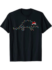 Funny Armadillo Xmas Lighting Santa Hat Armadillo Christmas T-Shirt 180G 100% Cotton Printed Round Neck Short-Sleeve T-Shirt, Gifts for Men Dad Husband Grandpa, S-XXXL, Black