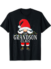 The Grandson Claus Christmas Pajama T-Shirt 180G 100% Cotton Printed Round Neck Short-Sleeve T-Shirt, Gifts for Men Dad Husband Grandpa, S-XXXL, Black