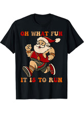 Sarcastic Santa Running Last Minute Christmas Runner T-Shirt 180G 100% Cotton Printed Round Neck Short-Sleeve T-Shirt, Gifts for Men Dad Husband Grandpa, S-XXXL, Black