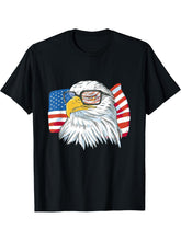 American Flag Bald Eagle Patriotic July 4th USA Graphic T-Shirt 180G 100% Cotton Printed Round Neck Short-Sleeve T-Shirt, Gifts for Men Dad Husband Grandpa, S-XXXL, Black