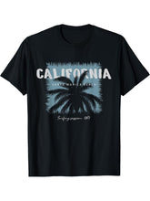 California Santa Monica Beach Surfing Session 1987 T-Shirt 180G 100% Cotton Printed Round Neck Short-Sleeve T-Shirt, Gifts for Men Dad Husband Grandpa, S-XXXL, Black