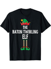 Funny Baton Twirling Costume Christmas Santa Xmas T-Shirt 180G 100% Cotton Printed Round Neck Short-Sleeve T-Shirt, Gifts for Men Dad Husband Grandpa, S-XXXL, Black