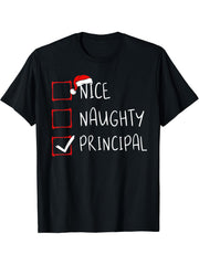 List Xmas Santa Claus T-Shirt 180G 100% Cotton Printed Round Neck Short-Sleeve T-Shirt, Gifts for Men Dad Husband Grandpa, S-XXXL, Black