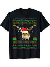 Gerbil Lover Santa Hat Matching Ugly Gerbil Christmas T-Shirt 180G 100% Cotton Printed Round Neck Short-Sleeve T-Shirt, Gifts for Men Dad Husband Grandpa, S-XXXL, Black