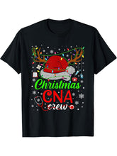 Christmas CNA Nurse Crew Santa Nurse Life Funny Xmas Pajama T-Shirt 180G 100% Cotton Printed Round Neck Short-Sleeve T-Shirt, Gifts for Men Dad Husband Grandpa, S-XXXL, Black
