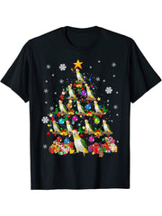 Santa Caique Birds Christmas Tree Lights Santa Parrots Birds T-Shirt 180G 100% Cotton Printed Round Neck Short-Sleeve T-Shirt, Gifts for Men Dad Husband Grandpa, S-XXXL, Black