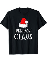 PeePaw Claus Christmas Santas Pajama Family Matching Pee-Paw T-Shirt 180G 100% Cotton Printed Round Neck Short-Sleeve T-Shirt, Gifts for Men Dad Husband Grandpa, S-XXXL, Black