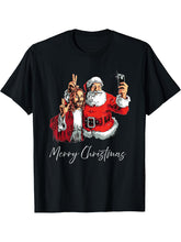 Merry Christmas Santa Jesus Selfie Funny Xmas Pajama T-Shirt 180G 100% Cotton Printed Round Neck Short-Sleeve T-Shirt, Gifts for Men Dad Husband Grandpa, S-XXXL, Black