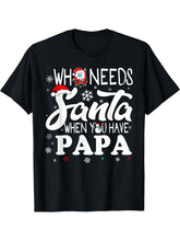 Christmas Santa Snowman Xmas Holiday Family Pajamas Party T-Shirt 180G 100% Cotton Printed Round Neck Short-Sleeve T-Shirt, Gifts for Men Dad Husband Grandpa, S-XXXL, Black