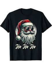 Vintage Santa Claus Christmas Illustration T-Shirt 180G 100% Cotton Printed Round Neck Short-Sleeve T-Shirt, Gifts for Men Dad Husband Grandpa, S-XXXL, Black