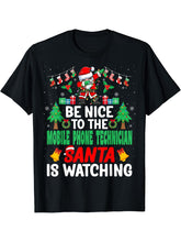 Be Nice to the Mobile Phone Technician Santa - Christmas T-Shirt 180G 100% Cotton Printed Round Neck Short-Sleeve T-Shirt, Gifts for Men Dad Husband Grandpa, S-XXXL, Black