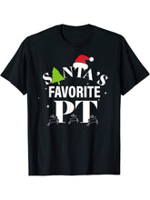 Christmas Physical Therapy Shirts, Santa's Favorite PT T-Shirt 180G 100% Cotton Printed Round Neck Short-Sleeve T-Shirt, Gifts for Men Dad Husband Grandpa, S-XXXL, Black