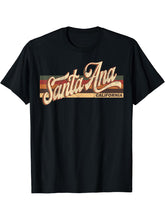 Vintage 80s 70s Santa Ana Retro Santa Ana California T-Shirt 180G 100% Cotton Printed Round Neck Short-Sleeve T-Shirt, Gifts for Men Dad Husband Grandpa, S-XXXL, Black