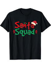 Santa Squad Christmas Squad Family Matching Xmas T-Shirt 180G 100% Cotton Printed Round Neck Short-Sleeve T-Shirt, Gifts for Men Dad Husband Grandpa, S-XXXL, Black