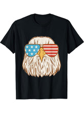 Bald Eagle with Sunglasses Funny USA Flag Patriotic July 4th T-Shirt 180G 100% Cotton Printed Round Neck Short-Sleeve T-Shirt, Gifts for Men Dad Husband Grandpa, S-XXXL, Black