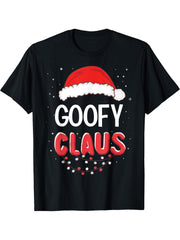Goofy Santa Claus Christmas Matching Costume T-Shirt 180G 100% Cotton Printed Round Neck Short-Sleeve T-Shirt, Gifts for Men Dad Husband Grandpa, S-XXXL, Black