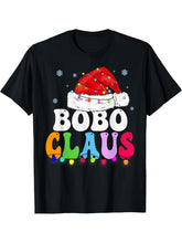 Bobo Claus Funny Xmas Family Matching Bobo Grandma Christmas T-Shirt 180G 100% Cotton Printed Round Neck Short-Sleeve T-Shirt, Gifts for Men Dad Husband Grandpa, S-XXXL, Black