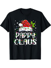 Pappy Claus Christmas Santa Hat Matching Family Xmas Lights T-Shirt 180G 100% Cotton Printed Round Neck Short-Sleeve T-Shirt, Gifts for Men Dad Husband Grandpa, S-XXXL, Black