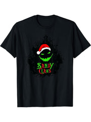 Sandy Claws T-Shirt 180G 100% Cotton Printed Round Neck Short-Sleeve T-Shirt, Gifts for Men Dad Husband Grandpa, S-XXXL, Black