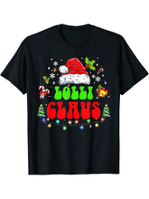 Groovy Christmas Lolli Claus Team Santa Elf Matching Family T-Shirt 180G 100% Cotton Printed Round Neck Short-Sleeve T-Shirt, Gifts for Men Dad Husband Grandpa, S-XXXL, Black