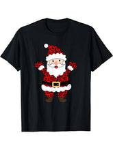 Animal Leopard Print Santa Claus Christmas Funny Xmas T-Shirt 180G 100% Cotton Printed Round Neck Short-Sleeve T-Shirt, Gifts for Men Dad Husband Grandpa, S-XXXL, Black