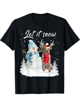 Heeler Santa Dog Christmas Snowman Xmas Pajama T-Shirt 180G 100% Cotton Printed Round Neck Short-Sleeve T-Shirt, Gifts for Men Dad Husband Grandpa, S-XXXL, Black