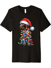 German Shorthaired PointerDog Lovers Santa Hat Christmas Premium T-Shirt 180G 100% Cotton Printed Round Neck Short-Sleeve T-Shirt, Gifts for Men Dad Husband Grandpa, S-XXXL, Black