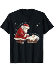 Retro I'm The Season Im The Reason Santa Religious Christmas T-Shirt 180G 100% Cotton Printed Round Neck Short-Sleeve T-Shirt, Gifts for Men Dad Husband Grandpa, S-XXXL, Black