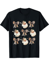 Retro Cute Leopard Santa Claus Coquette Bow Christmas T-Shirt 180G 100% Cotton Printed Round Neck Short-Sleeve T-Shirt, Gifts for Men Dad Husband Grandpa, S-XXXL, Black